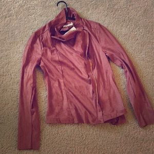 Rust Faux Leather Moto-Jacket